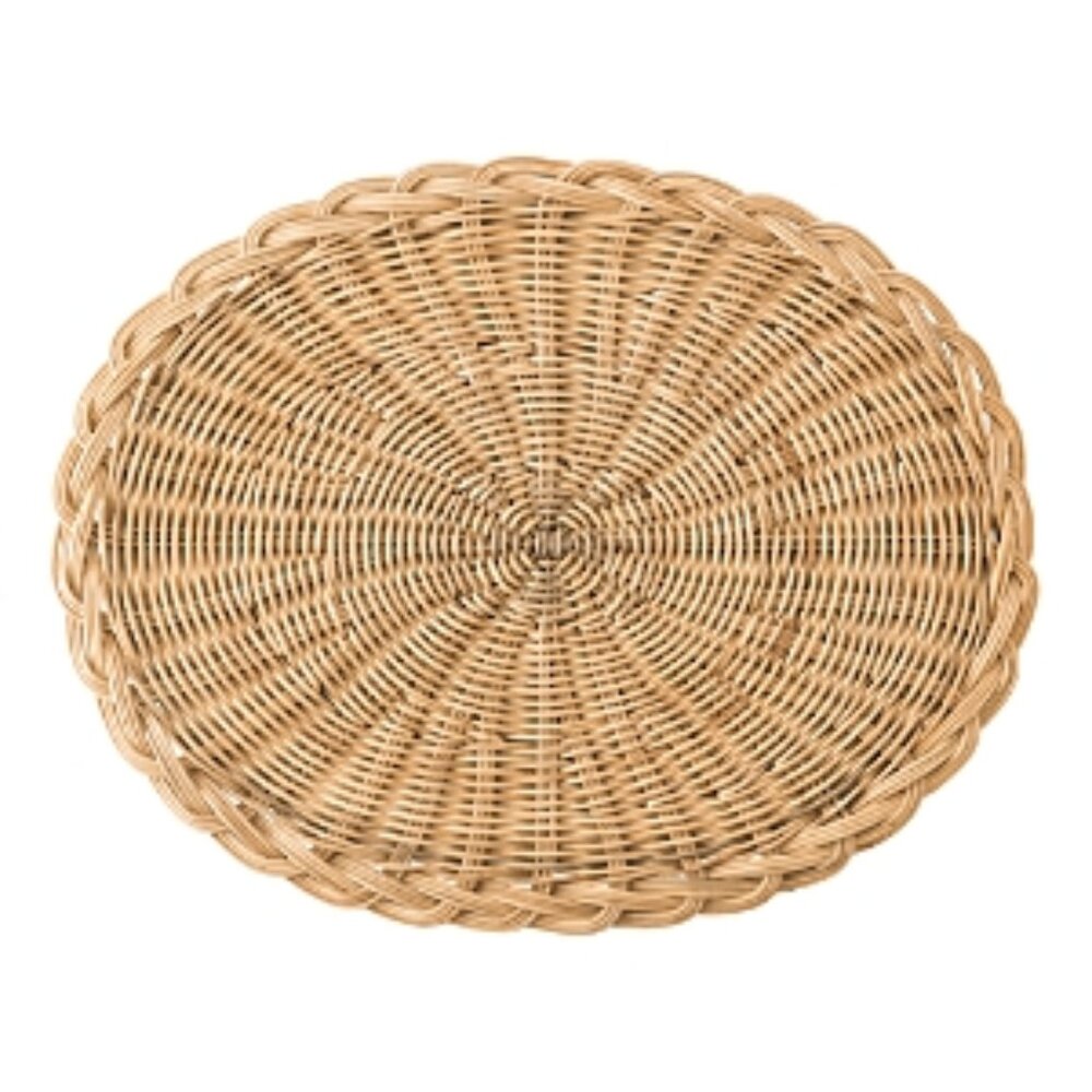 Juliska Beige Braided Abaca Wicker Basket Placemat - 1pc 20”W x 14”L